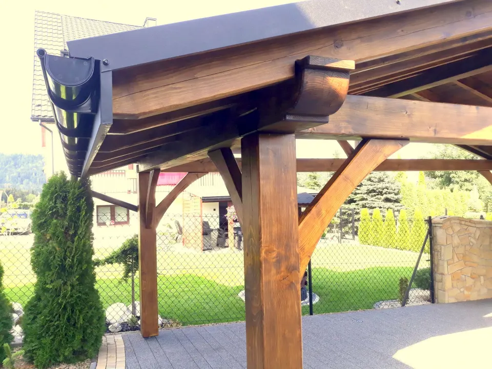 Wiata drewniana 7×4 na słupach 20×20 cm, zdjęcie 4 z 7