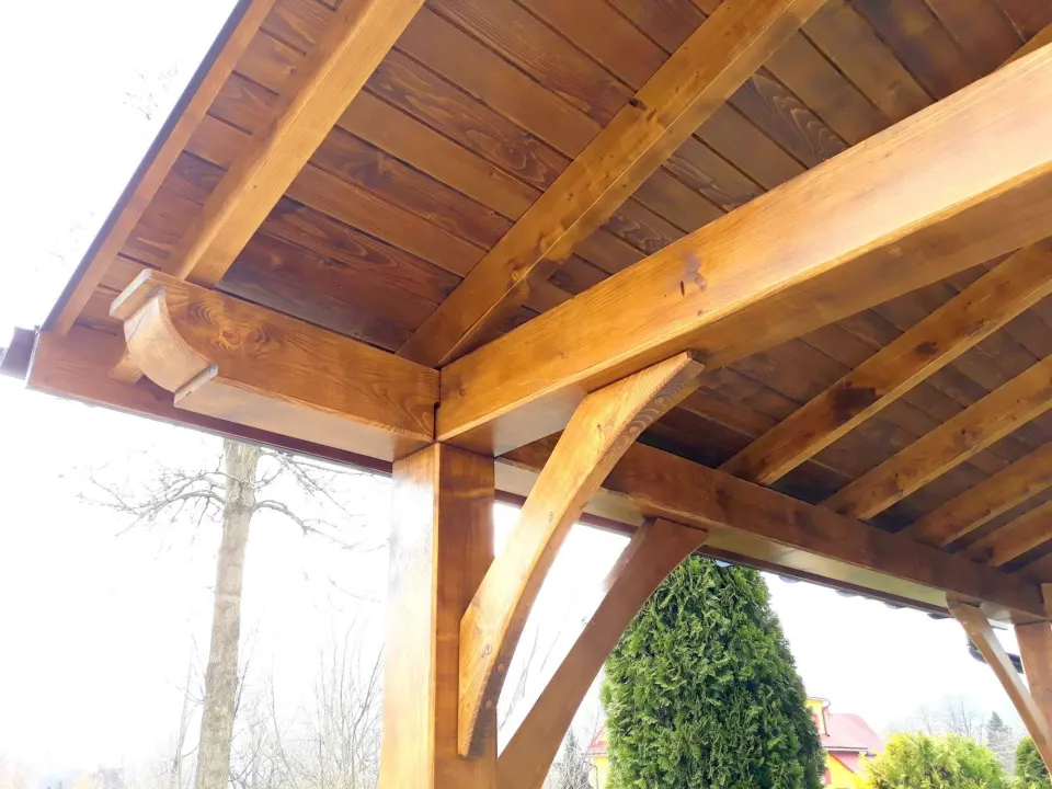 Wiata drewniana 7×4 na słupach 20×20 cm, zdjęcie 7 z 7